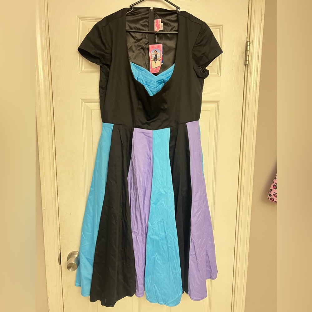 Pinup Couture Elegant Black and Blue Dress